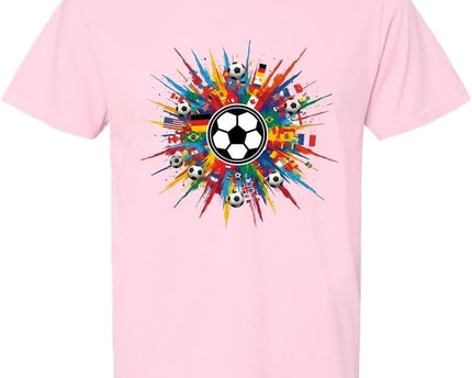 2026 World Cup Tournament Soccer Fan T-Shirt | International Football Graphic Tee Colorful Flags | 100% Cotton