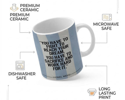 Coffee Mug, 'Lionel Messi Quote' - Inspirational Motivational Printed Cup