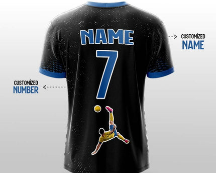 Ronaldofan Black Yellow Football Jersey | Goat Edition Overhead Kick Design