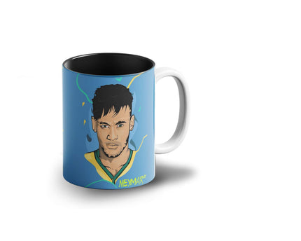 Prink Neymar Printed Inner Black Coffee Mugs , Football Coffee Mug