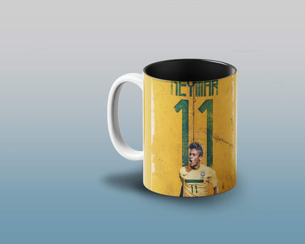 Prink Neymar Printed Inner Black Coffee Mugs , Brazil Coffee Mugs