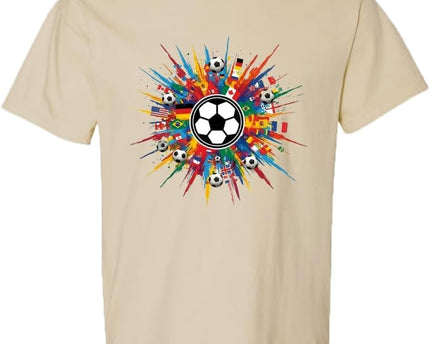 2026 World Cup Tournament Soccer Fan T-Shirt | International Football Graphic Tee Colorful Flags | 100% Cotton