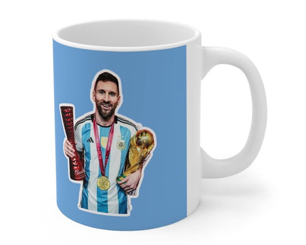 Lionel Messi Blue Caricature FACE Art Designer Coffee Mug for Lovers of Football