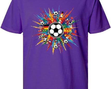 2026 World Cup Tournament Soccer Fan T-Shirt | International Football Graphic Tee Colorful Flags | 100% Cotton