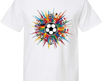 2026 World Cup Tournament Soccer Fan T-Shirt | International Football Graphic Tee Colorful Flags | 100% Cotton
