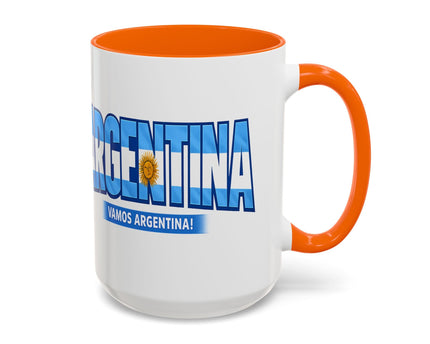 Argentina Vamos Argentina Mug , Accent Coffee Mug, Flag Text Design