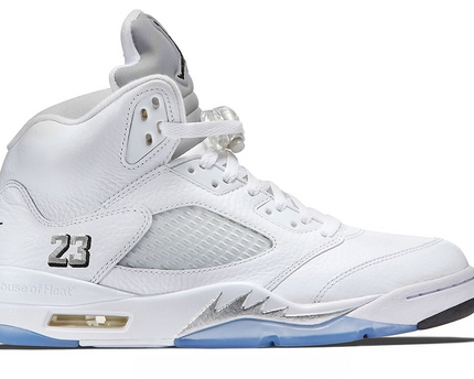 Men's Nike Air Jordan 5 Retro White Metallic Shoes
