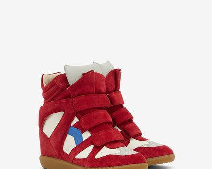 Men's Isabel Marant Bekett Hidden Wedge High Top Red Sneakers