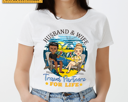 Husband And Wife Travel Partners For Life - Beach Couple T-shirt - Gift For Couples