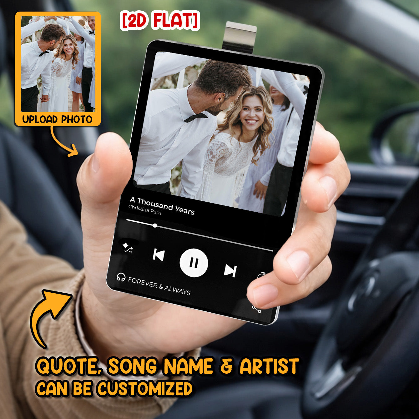 Custom Music Photo Couple Custom Photo - Personalized Car Visor Clip - Special Gift For Couple, Him, Her