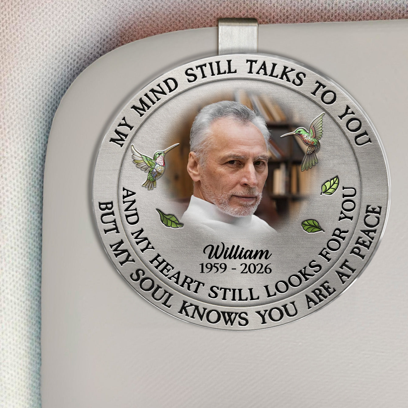 Custom Photo My Mind Still Talk To You - Personalized Car Visor Clip - Special Gift For Family Members