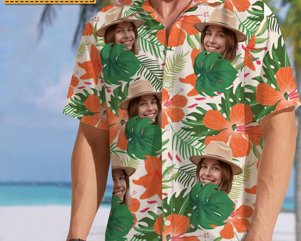 Custom Photo - Interesting Cut Head Photo Flower Theme Summer Hawaii - Personalized Customized Hawaiian shirt