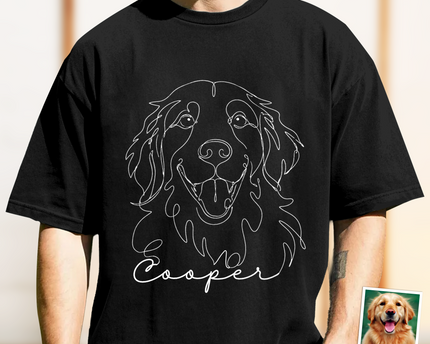 Custom Dog Cat Photo Portrait Line Art Shirt - Personalized Pet Lover Gift