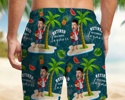 Custom Face All Over Print Beach Short Personalized Retirement Gift for Dad
