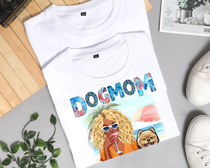 Dog Mom Summer Patterned Personalized Shirt