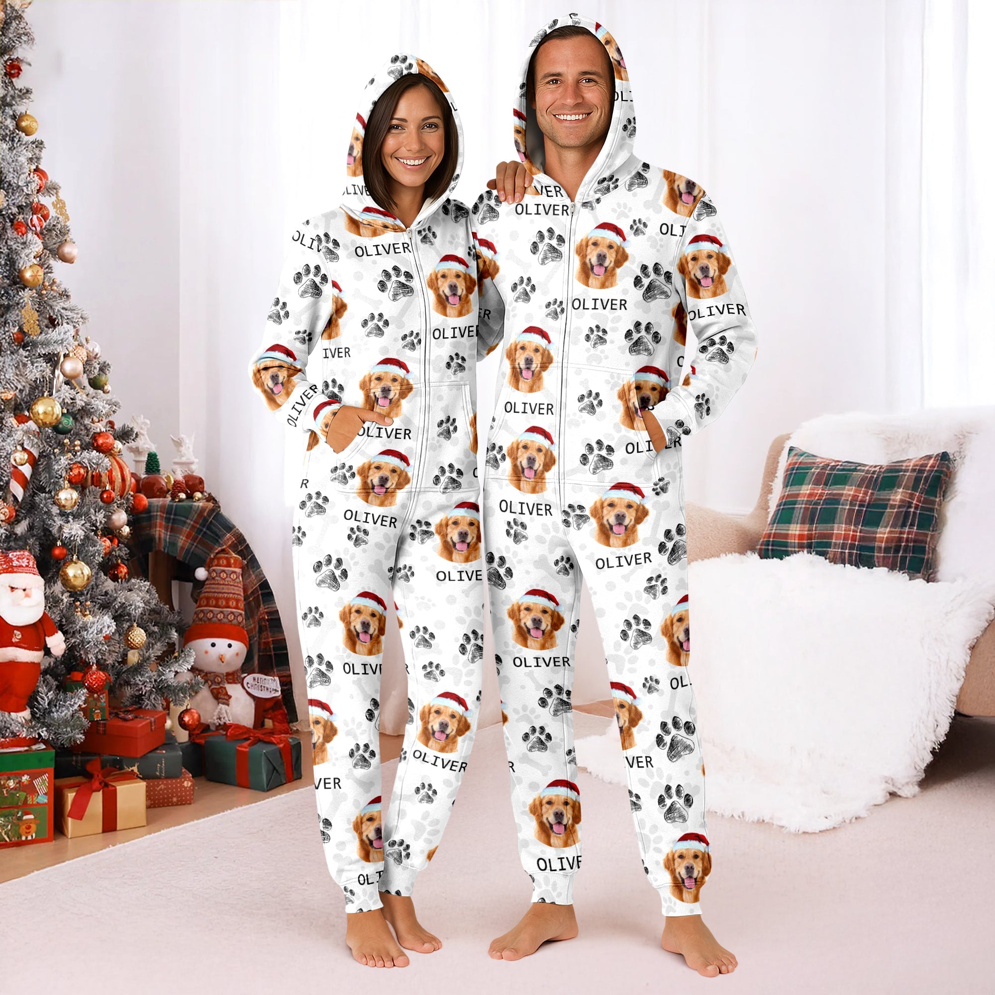 Custom Photo With Dog Cat Paw Onesie Pajamas For Dog Lovers