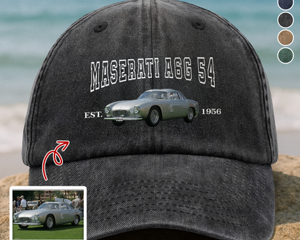 Custom Car Photo Personalized Washed Denim Baseball Cap