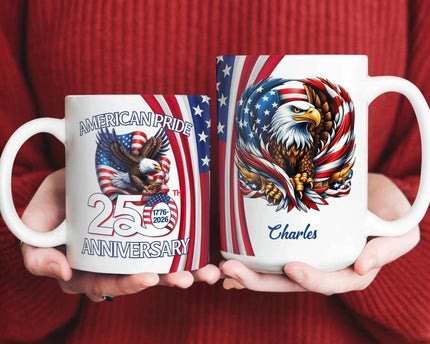 Custom Name American Pride Patriotic 250th Anniversary Eagle Mug