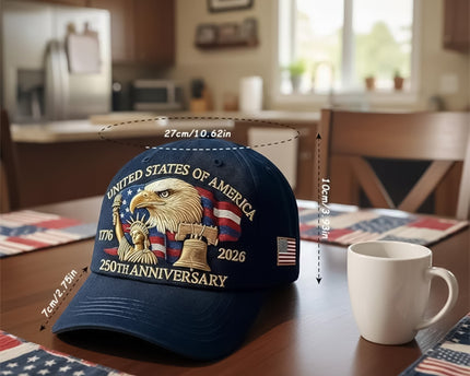 Bald Eagle United States Of America 250th Anniversary Embroidered Cap