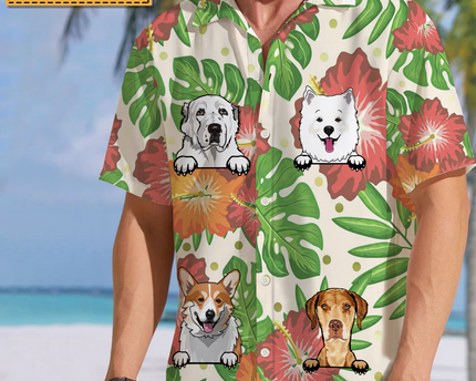 Cute Dog Theme Summer Dog Love - Personalized Customized Hawaiian shirt