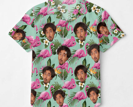 Custom Photo With Beloved Ones Flamingo Theme - Personalized Customized Hawaiian Shirt