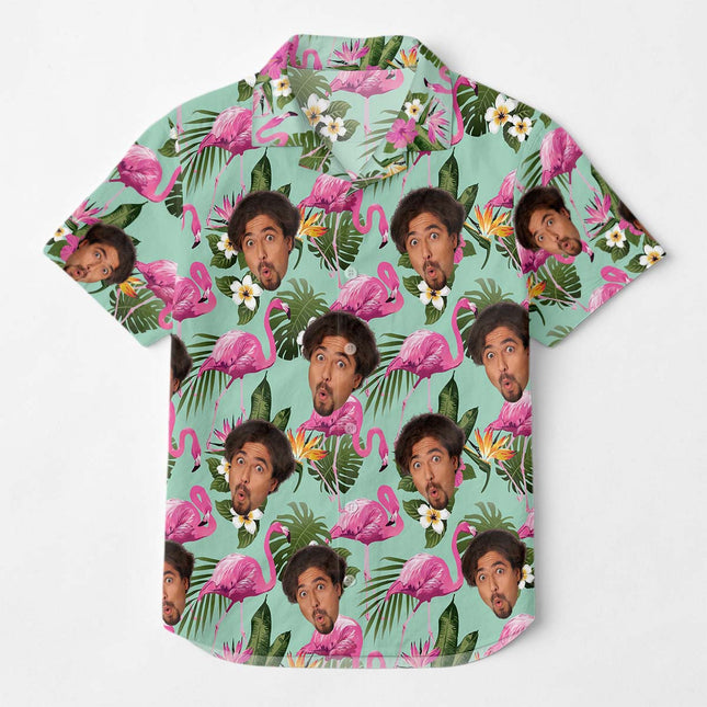 Custom Photo With Beloved Ones Flamingo Theme - Personalized Customized Hawaiian Shirt