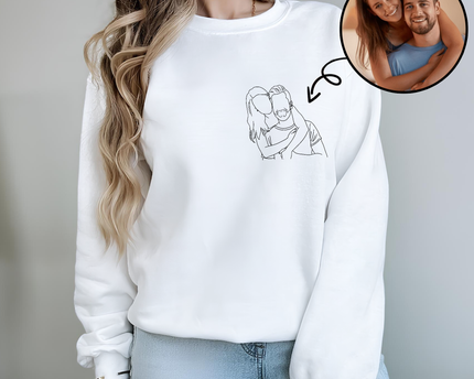 Custom Portrait Photo Drawing Style Couple Bright Shirt Gift For Valentine's Day