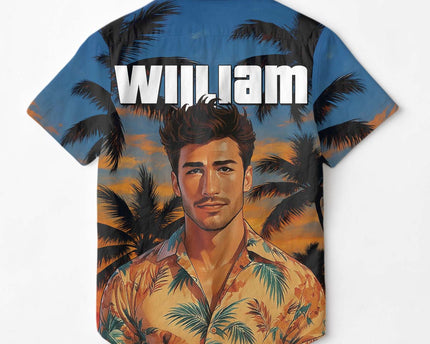 Custom Photo Sunset Tropical  - Personalized Customized Hawaiian shirt