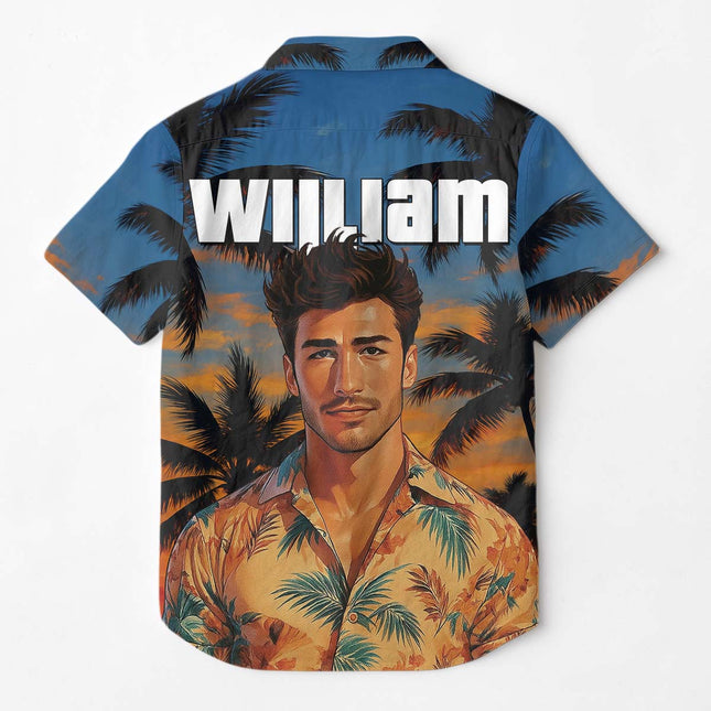 Custom Photo Sunset Tropical  - Personalized Customized Hawaiian shirt