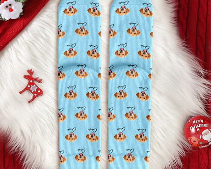 Custom Pet Portrait Socks ? Personalized Dog/Cat/Person Photo & Name Gift