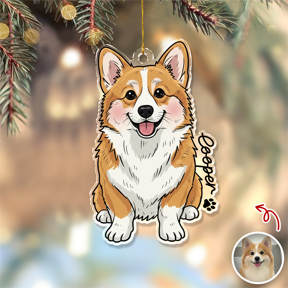 Custom Cute Dog Photo Portrait Christmas Decoration Acrylic Ornament
