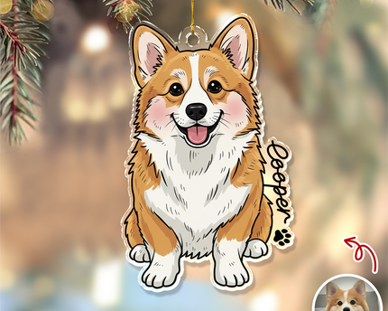 Custom Cute Dog Photo Portrait Christmas Decoration Acrylic Ornament