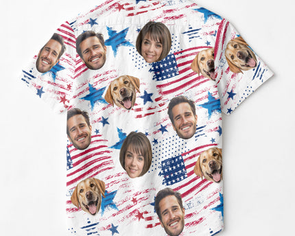 Custom Photo With Beloved Ones American Theme - Personalized Customized Hawaiian shirt