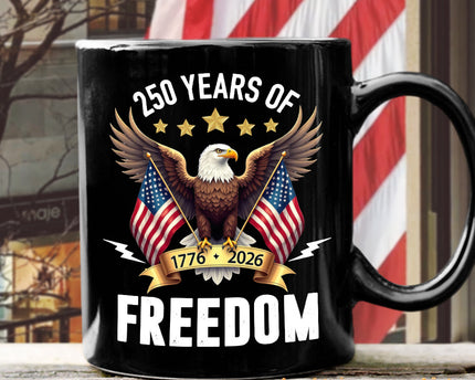 America Eagles 250 Years Of Freedom Black Mug