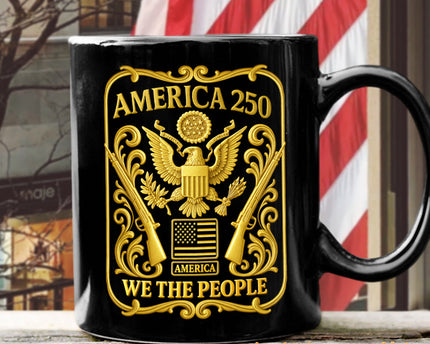 1776 - 2026 America 250th Anniversary Black Mug