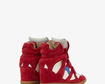 Men's Isabel Marant Bekett Hidden Wedge High Top Red Sneakers