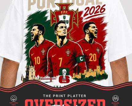 The Print Platter Portugal FIFA World Cup 2026 Black Oversized