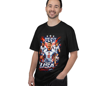 USA Soccer Players Team USA T-Shirt, 2026 World Cup Back Trophy Design, USA Flag