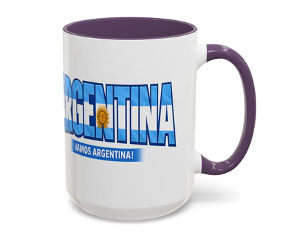 Argentina Vamos Argentina Mug , Accent Coffee Mug, Flag Text Design