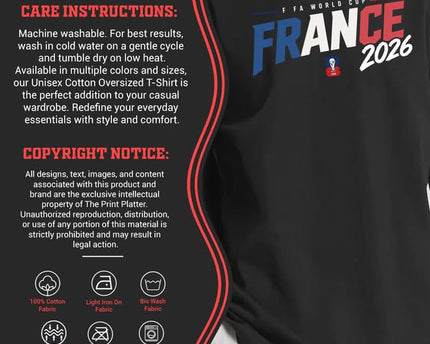 The Print Platter France FIFA World Cup 2026 Black Oversized