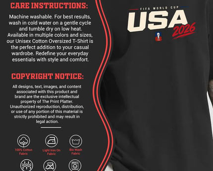 The Print Platter USA FIFA World Cup 2026 Black Oversized