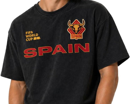 Outerstuff Men's FIFA World Cup 2026 Team Nations United Mineral Wash Black Premium Cotton Tee