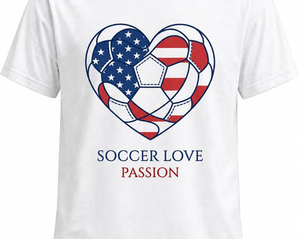 Men's Soccer Cup 2026 T Shirt Short Sleeve Football Fan Shirt National Flag Theme Heart Ball Line Art Graphic Tee