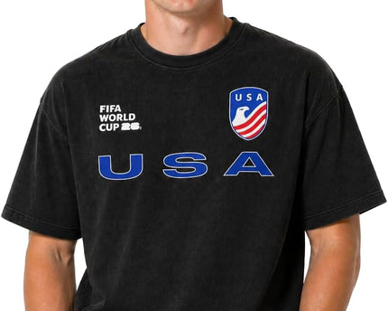 Outerstuff Men's FIFA World Cup 2026 Team Nations United Mineral Wash Black Premium Cotton Tee