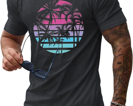 Round Neck Graphic Tees for Men Summer Fall Short Sleeve T-Shirt Basis Tops Blouse