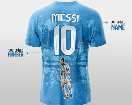 Messi GOAT Edition Football Jersey Aqua | Personalized Argentina Jersey with Custom Name & Number