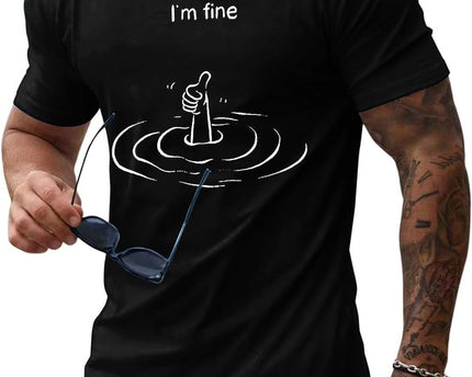 Round Neck Graphic Tees for Men Summer Fall Short Sleeve T-Shirt Basis Tops Blouse