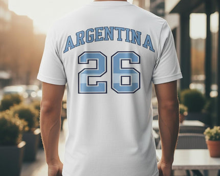 Albiceleste Argentina Soccer Jersey Fan Tee 2026 - Premium Ringspun Cotton Shirt - Men Women Unisex White