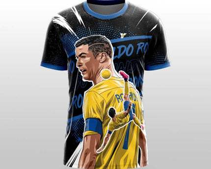 Ronaldofan Black Yellow Football Jersey | Goat Edition Overhead Kick Design