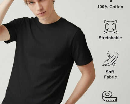 Round Neck Cotton Fabric Regular fit Casual T-Shirt for man